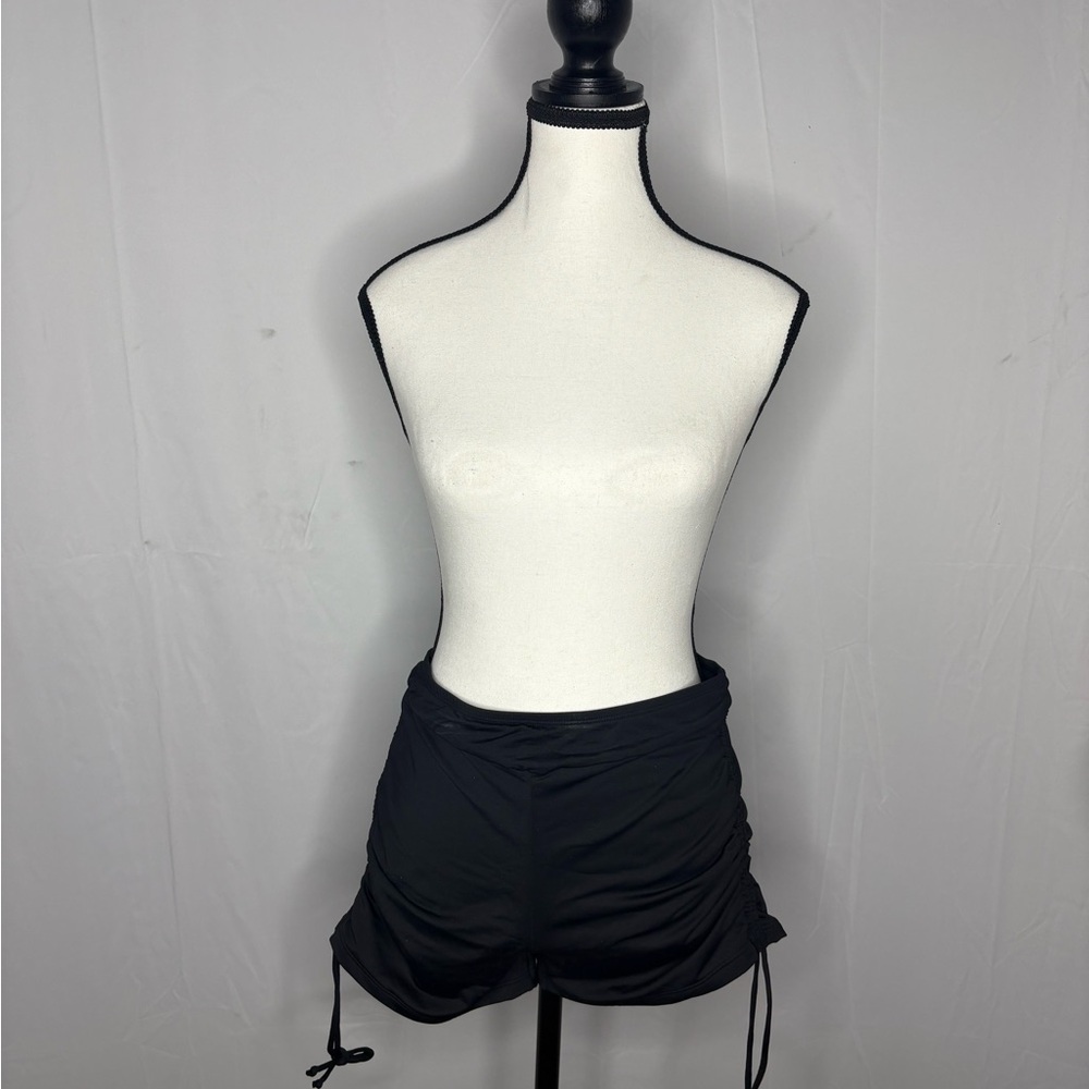 Younique Black Swim Shorts with Adjustable Ruched Sides